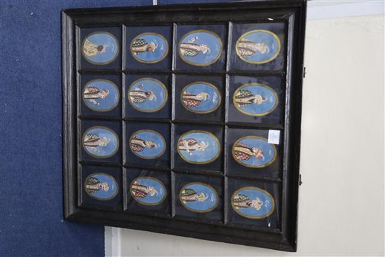 A set of early 19th century Company School gouache portraits of Indian noblemen, each 6 x 5.5in. housed in two frames